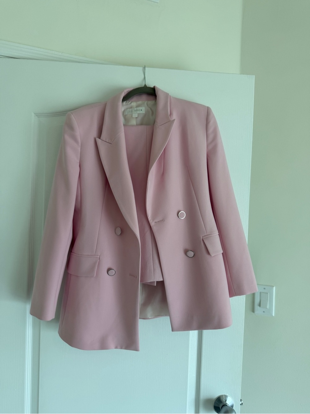 Zara Light Pink Double-Breasted Blazer M & Cropped Pants S - Picture 3 of 3
